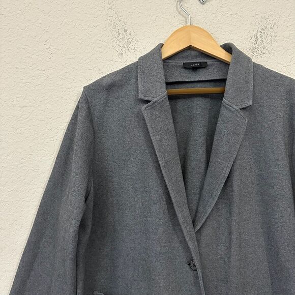 J. CREW W's Knit Ponte Blazer One-Button w Patch Pocket in Gray - Picture 3 of 12